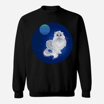 Persian Cat At Night With Vintage Moon And Stars Sweatshirt - Monsterry
