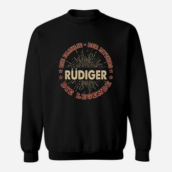 Personalisiertes Sweatshirt Rüdiger - Die Legende in Schwarz - Seseable