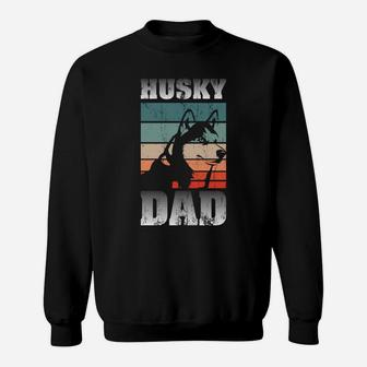 Pet Owner Men Husky Dad Fathers Day Dog Animal Retro Husky Sweatshirt | Crazezy