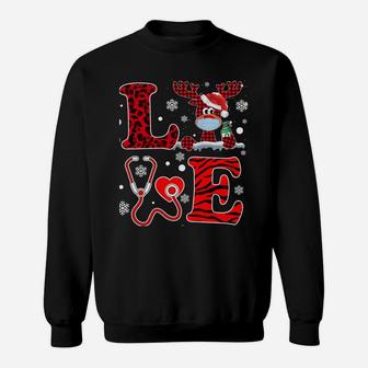Ph Love Plaid Leopard Christmas School Nurse Reindeer Sweatshirt | Crazezy