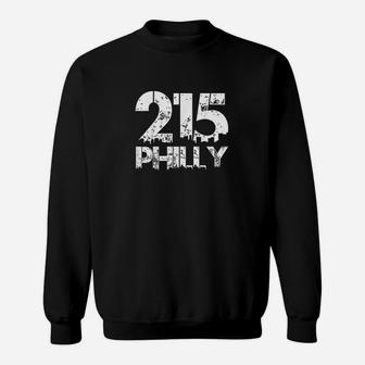 Philadelphia Philly 215 Area Code Distressed Gritty Sweatshirt | Crazezy DE