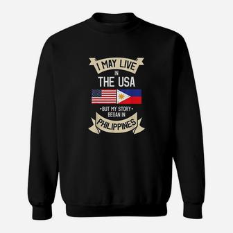 Philippines American Flag Usa Filipino Roots Gifts Sweatshirt | Crazezy CA