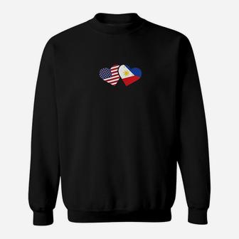 Philippines Usa Flag Heart Filipino American Love Sweatshirt | Crazezy UK