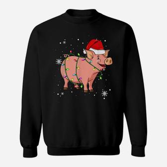 Pig Christmas Funny Santa Hat Christmas Animal Sweatshirt | Crazezy