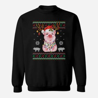 Pig Reindeer Santa Xmas Light Ugly Sweater Christmas Gifts Sweatshirt Sweatshirt | Crazezy