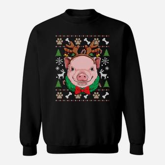 Pig Ugly Christmas Reindeer Antlers Xmas Girls Kids Farm Sweatshirt Sweatshirt | Crazezy AU