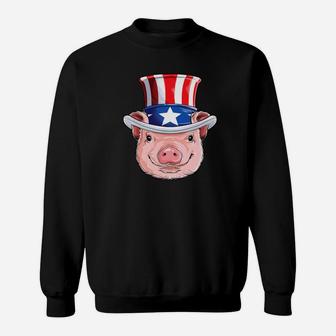 Pig Uncle Sam 4th Of July Kids Girls American Flag Sweatshirt - Thegiftio UK