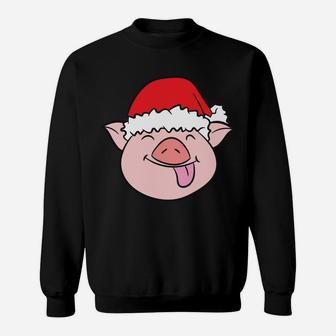 Pig With Santa Hat Funny Pig Lover Christmas Pig Sweatshirt | Crazezy UK