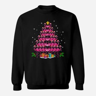 Pink Flamingo Christmas Tree Pajama Flamingo Lover Xmas Gift Sweatshirt | Crazezy