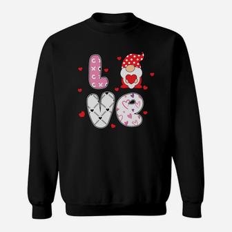 Pink Love Heart Gnomes For Valentines Day Happy Valentines Day Sweatshirt - Seseable