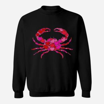 Pink Red Heart Valentines Day Girls Crab Sweatshirt - Monsterry