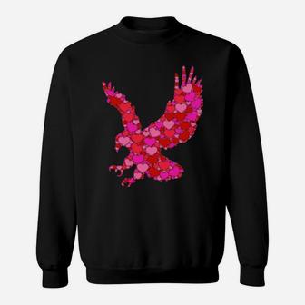 Pink Red Heart Valentines Day Girls Eagle Sweatshirt - Monsterry