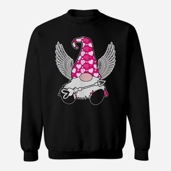 Pink Valentine Gnome Cupid Cute Hearts Happy Valentines Day Sweatshirt - Monsterry