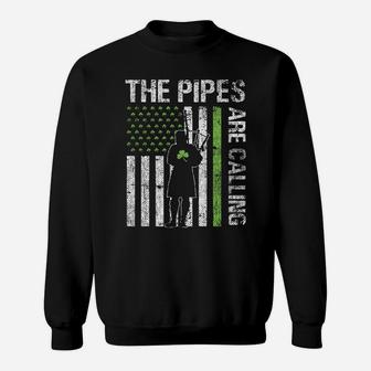 Pipes Are Calling Patricks Day Irish Bagpipe America Flag Sweatshirt | Crazezy DE