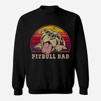 Pitbull Dad - Vintage Smiling Pitbull Fathers & Dog Lovers Sweatshirt | Crazezy UK