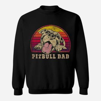Pitbull Dad - Vintage Smiling Pitbull Fathers & Dog Lovers Sweatshirt | Crazezy DE