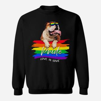 Pitbull Pride Love Is Love Lgbt Sweatshirt - Monsterry