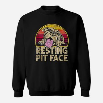 Pitbull Resting Pit Face Sweatshirt | Crazezy