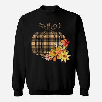 Plaid Pumpkin Flower Autumn Fall Graphic Gift Sweatshirt | Crazezy DE
