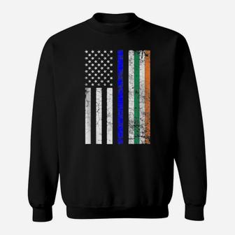 Police Cop Irish American Flag St Patrick's Day Blue Line Sweatshirt - Monsterry CA