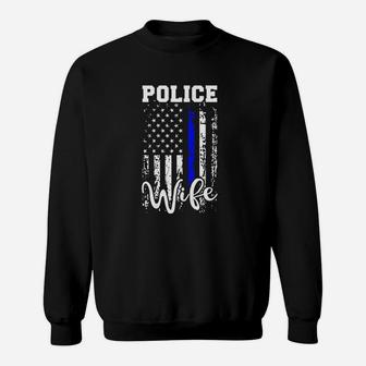 Police Wife Police Officer Wife Gift American Flag Sweatshirt | Crazezy