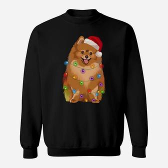 Pomeranian Christmas Lights Xmas Pom Dog Lover Sweatshirt Sweatshirt | Crazezy