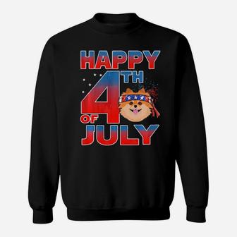 Pomeranian Dog Patriotic American 4Th Of July Sweatshirt - Monsterry