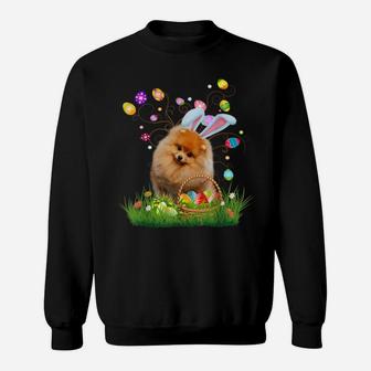 Pomeranian Pet Dog Hunting Egg Tree Bunny Easter Day Sweatshirt | Crazezy DE