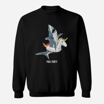Pool Party Unicorn Float Funny Shark Lover Sweatshirt | Crazezy