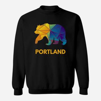 Portland Low Poly Bear Portland Oregon Sweatshirt - Thegiftio UK
