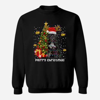 Portuguese Water Dog Christmas Lights Tree Santa Xmas Pajama Sweatshirt | Crazezy CA