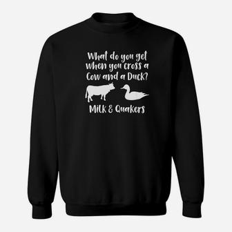 Premium Milk And Quackers Cow And Duck Funny Animal Sweatshirt - Thegiftio UK