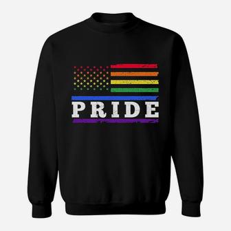 Pride Lgbt Rainbow American Flag Gay Pride Rainbow Pullover Sweatshirt | Crazezy UK