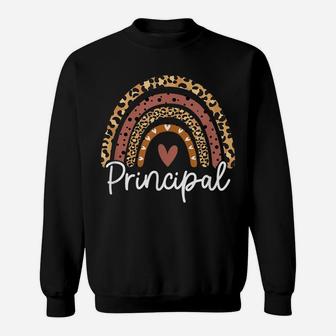 Principal Leopard Rainbow Funny School Principal Gift Sweatshirt | Crazezy DE