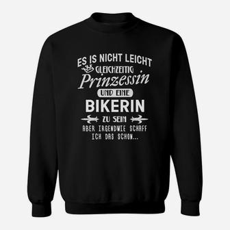 Prinzessin und Bikerin Damen-Sweatshirt, Schwarzes Motorrad Statement-Sweatshirt - Seseable