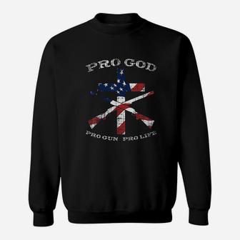Pro God Life Cross American Flag Patriotic Support Gift Sweatshirt | Crazezy