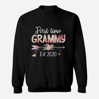 Promoted To Grammy Est 2020 First Time Grandma Floral Sweatshirt - Thegiftio UK