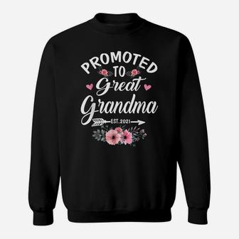 Promoted To Great Grandma Est2021 Tees New Grandma Floral Sweatshirt | Crazezy DE