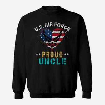 Proud Air Force Uncle American Flag Heart Veteran Sweatshirt | Crazezy