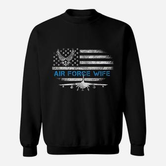 Proud Air Force Wife Veteran Flag Gift Sweatshirt | Crazezy CA