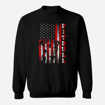 Proud American Pitbull Terrier Flag Funny Dog Dad Mom Gifts Sweatshirt | Crazezy