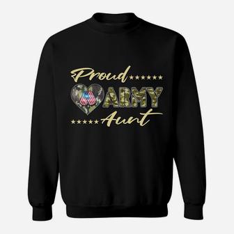 Proud Army Aunt Us Flag Dog Tags Military Auntie Family Gift Sweatshirt | Crazezy UK