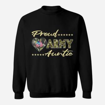 Proud Army Auntie Us Flag Dog Tags Military Aunt Family Gift Sweatshirt | Crazezy UK