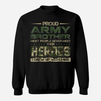 Proud Army Brother Shirt Patriotic Military Veteran Shirt Sweatshirt | Crazezy