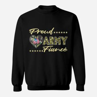 Proud Army Fiance - Camo Us Flag Dog Tag Military Lover Gift Raglan Baseball Tee Sweatshirt | Crazezy