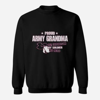 Proud Army Grandma My Grandson Soldier Hero Sweatshirt | Crazezy