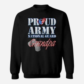 Proud Army National Guard Grandpa Usa Heart Flag Shirt Sweatshirt | Crazezy CA