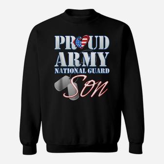 Proud Army National Guard Son Usa Heart Flag Shirt Sweatshirt | Crazezy