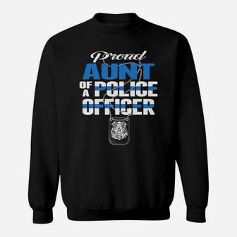 Proud Aunt Of A Police Officer - Thin Blue Line Auntie Gift Sweatshirt | Crazezy UK