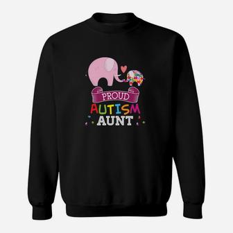 Proud Autism Aunt Autistic Day Awareness Rainbow Puzzle Sweatshirt - Monsterry